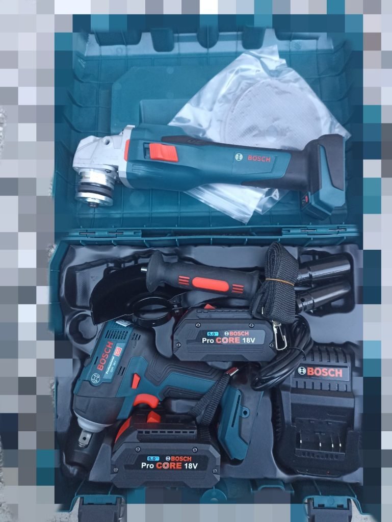 Επαγγελματικό Σετ Bosch 18V – Γωνιακός Τροχός + Κρουστικό Δραπανοκατσάβιδο + Μπαταρίες + Βαλίτσα